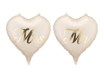 Foil balloons hearts MR and MRS, 45 cm, mix (1 pkt / 2 pc.)