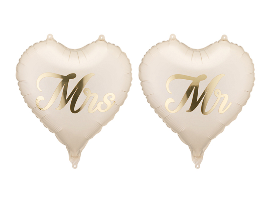 Foil balloons hearts MR and MRS, 45 cm, mix (1 pkt / 2 pc.)