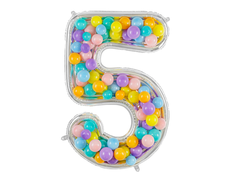 Number Frame '5' for Latex Balloons, 126cm, Silver - Designer ...