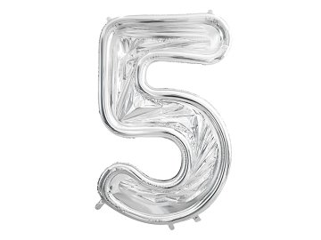 Number Frame '5' for Latex Balloons, 126cm, Silver