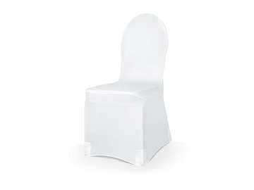 Elastic matt fabric chair cover, white