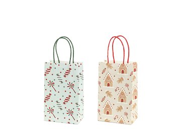 Gift bags Sweets and gingerbread, 13x21x8 cm, beige and light blue (1 pkt / 6 pc.)