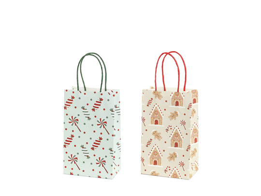 Gift bags Sweets and gingerbread, 13x21x8 cm, beige and light blue (1 pkt / 6 pc.)