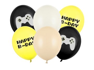 Balloons 30 cm, Happy B-day, mix (1 pkt / 6 pc.)