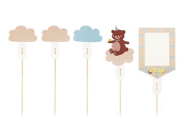 Cake Toppers Teddy Bear, Mix, 12-14 cm (1 pkt / 5 pc.)