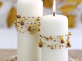 Pearl garlands, gold, 1.3m (1 pkt / 5 pc.)