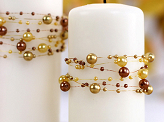 Pearl garlands, gold, 1.3m (1 pkt / 5 pc.)