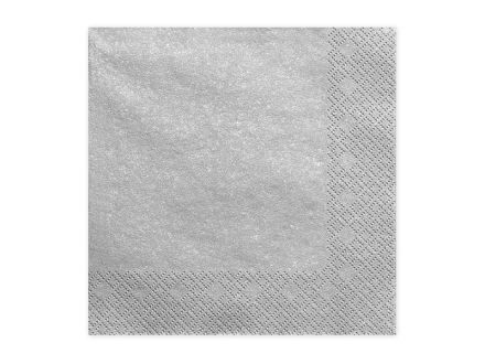 Napkins, 3 layers, silver metallic, 33x33cm (1 pkt / 20 pc.)