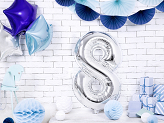 Foil Balloon Number ''8'', 86cm, silver