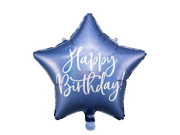 Foil balloon Happy Birthday, 40cm, navy blue