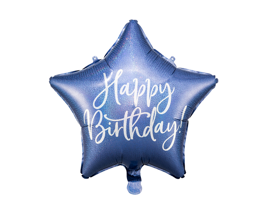 Foil balloon Happy Birthday, 40cm, navy blue