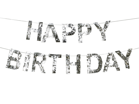 Happy Birthday Banner, 2.2m, silver