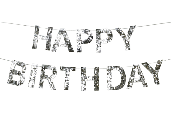 Happy Birthday Banner, 2.2m, silver