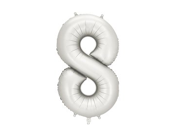 Foil Balloon Number ''8'', 86 cm, silver