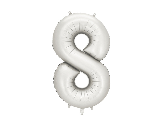 Foil Balloon Number ''8'', 86 cm, silver
