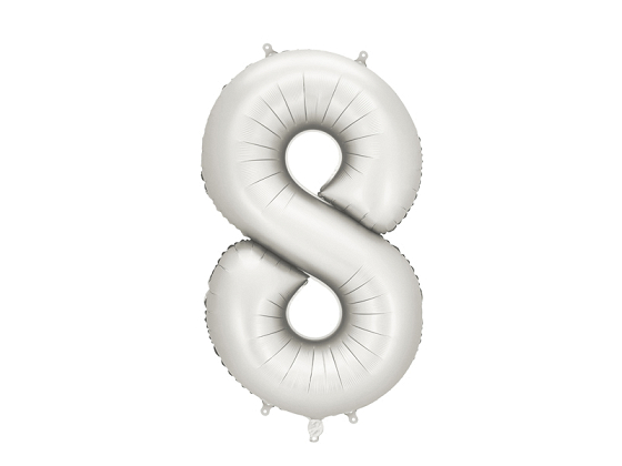 Foil Balloon Number ''8'', 86 cm, silver
