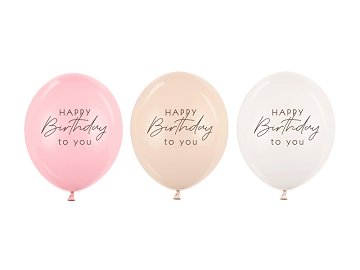 Balloons 30 cm, Happy Birthday, pink mix (1 pkt / 50 pc.)