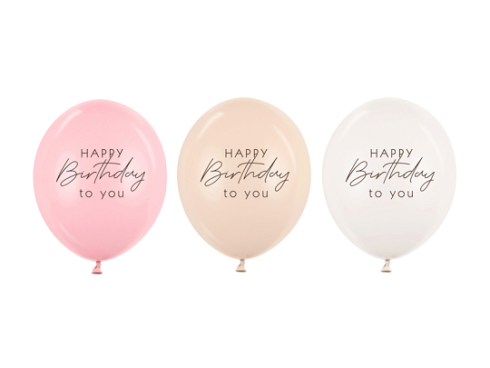 Balloons 30 cm, Happy Birthday, pink mix (1 pkt / 50 pc.)