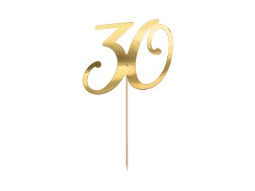 Cake topper ''30'', gold, 20.5cm