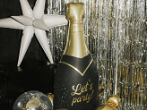 Standing foil balloon Bubble Bottle XXL, 79x114 cm, black and gold