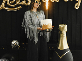 Standing foil balloon Bubble Bottle XXL, 79x114 cm, black and gold