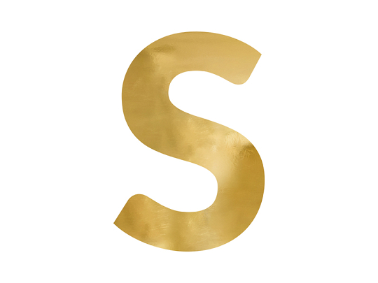 Mirror letter ''S'', gold, 42x61 cm