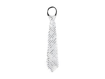 Sequin tie, 8x36 cm, silver