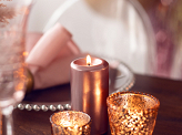 Candle holder, rose gold, 3cm (1 pkt / 4 pc.)