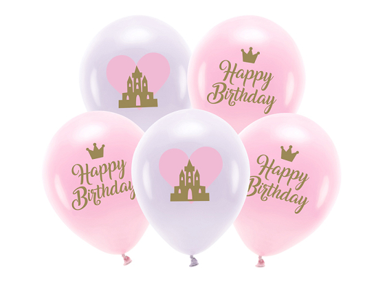 Eco Balloons 33 cm, Happy Birthday, mix (1 pkt / 5 pc.)