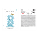 Standing foil balloon Number ''8'' , 84 cm,  sky-blue