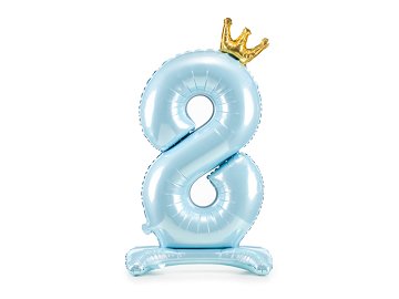 Standing foil balloon Number ''8'' , 84 cm,  sky-blue