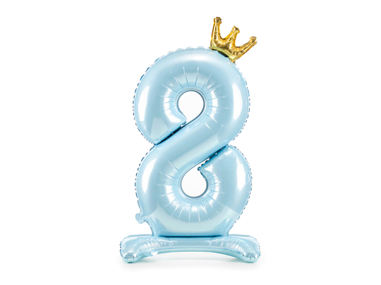 Standing foil balloon Number ''8'' , 84 cm,  sky-blue