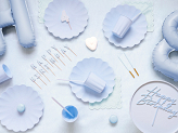 Plastic plates Frill, 22 x 22 cm, light blue (1 pkt / 4 pc.)