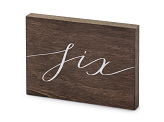 Wooden table number, ''Six'', 2x18x12.5 cm