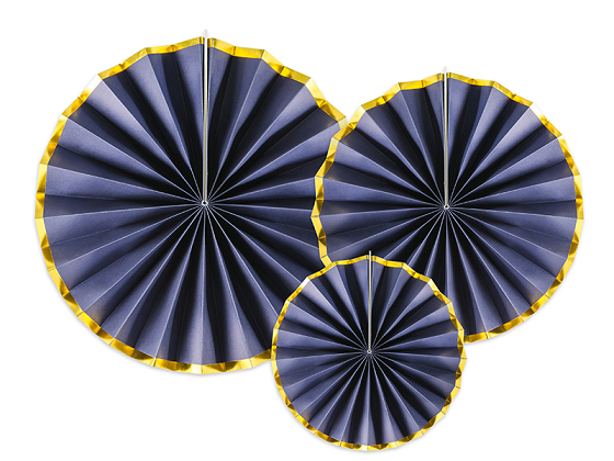 Decorative Rosettes, navy-blue (1 pkt / 3 pc.)