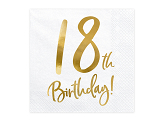 Napkins 18th Birthday, white, 33x33cm (1 pkt / 20 pc.)