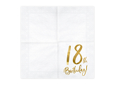 Napkins 18th Birthday, white, 33x33cm (1 pkt / 20 pc.)