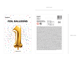 Foil Balloon Number ''1'', 86cm, gold