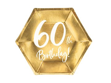 Plates 60th Birthday, gold, 20cm (1 pkt / 6 pc.)