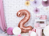 Foil Balloon Number ''2'', 86cm, rose gold