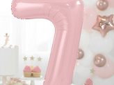 Standing foil balloon Number ''7'' , 84 cm,  light pink