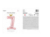 Standing foil balloon Number ''7'' , 84 cm,  light pink