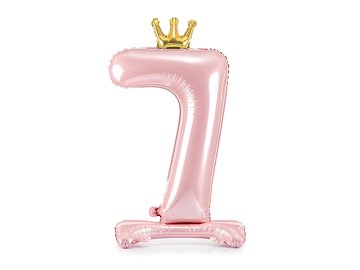 Standing foil balloon Number ''7'' , 84 cm,  light pink