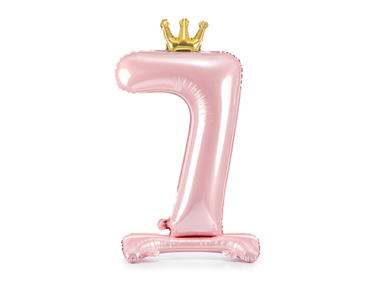 Standing foil balloon Number ''7'' , 84 cm,  light pink