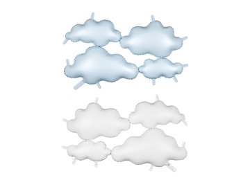 Foil Balloon Double-sided Backdrop Clouds, 99x52 cm, white-light blue	