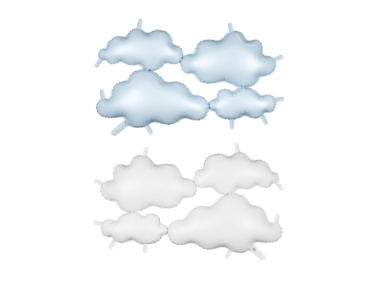 Foil Balloon Double-sided Backdrop Clouds, 99x52 cm, white-light blue	