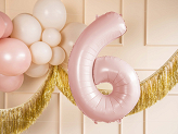 Foil Balloon Number ''6'', 72cm, light pink