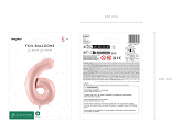 Foil Balloon Number ''6'', 72cm, light pink