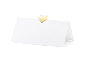 Place cards - Heart, gold, 10x5cm (1 pkt / 10 pc.)