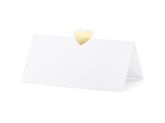 Place cards - Heart, gold, 10x5cm (1 pkt / 10 pc.)